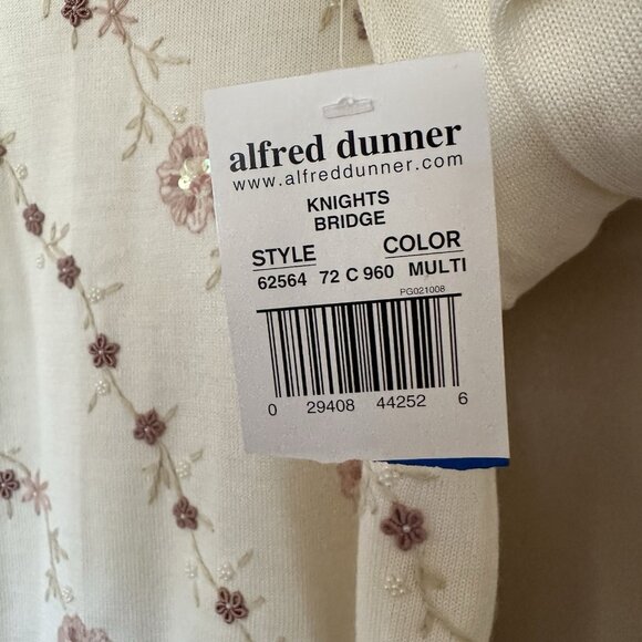 NWT Floral Embroidered Beaded Sweater Women XL Cottagecore Alfred Dunner Ivory - Picture 5 of 8